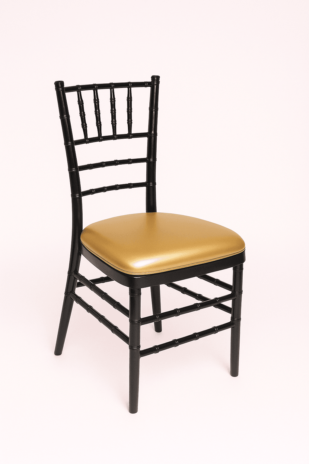 Black Chiavari Chair w/ Gold Vinyl Cushion