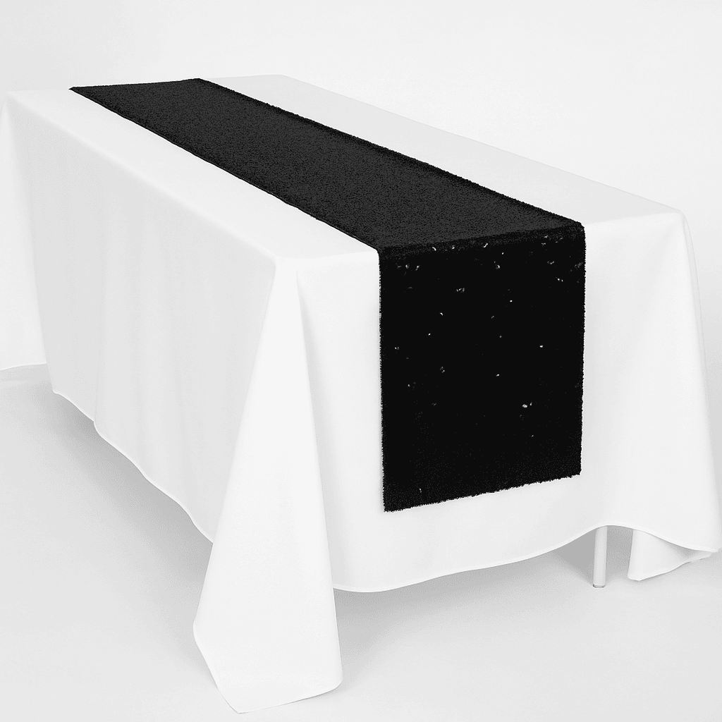 Black Sequin Table Runner (12" x 106")
