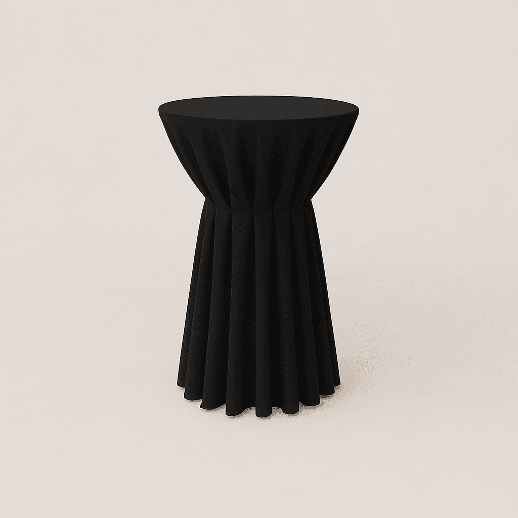 Black Round Poly Spun Cocktail Table Cover 30"