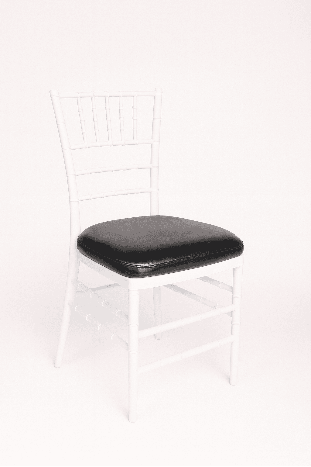 White Chiavari Chair w/ Black Vinyl Cushion