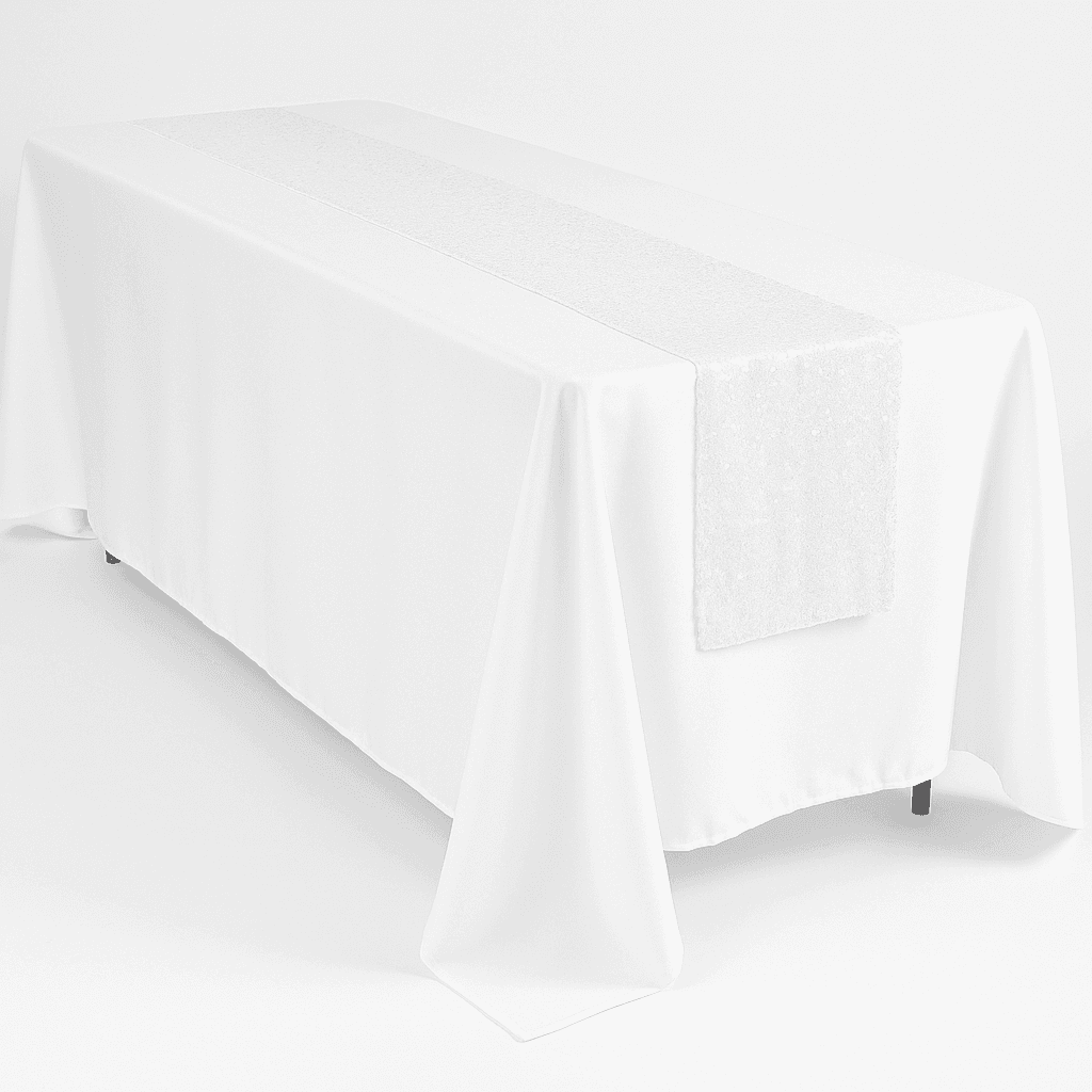 White Sequin Table Runner (12" x 106")