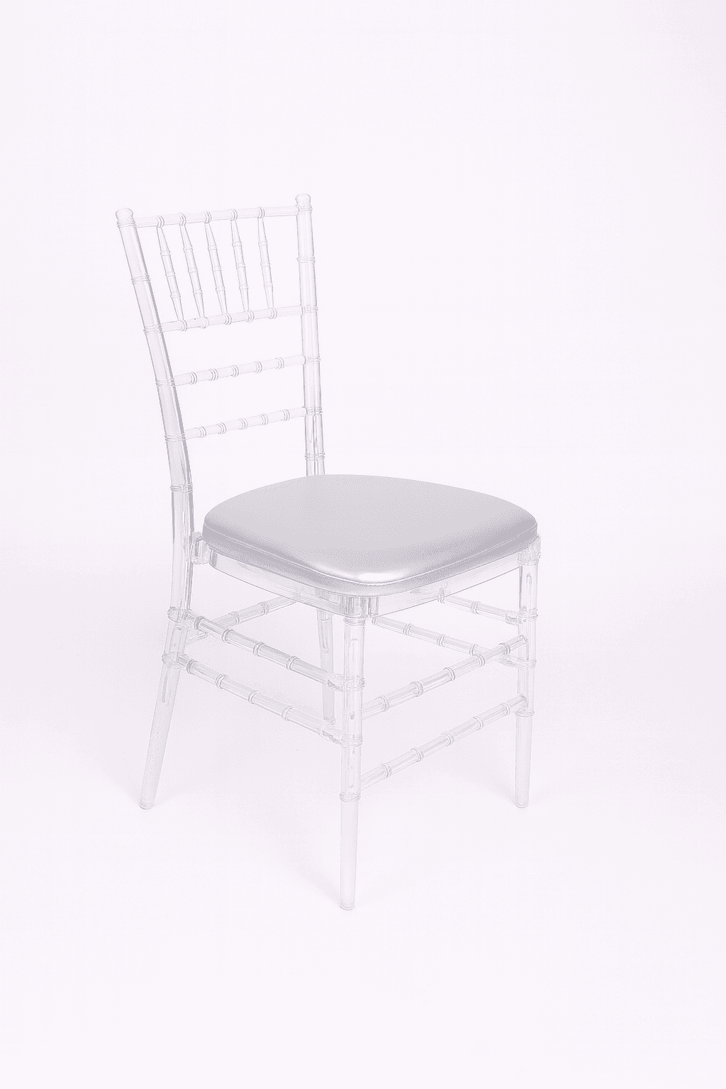 Clear Chiavari Chair w/ Silver Vinyl Cushion