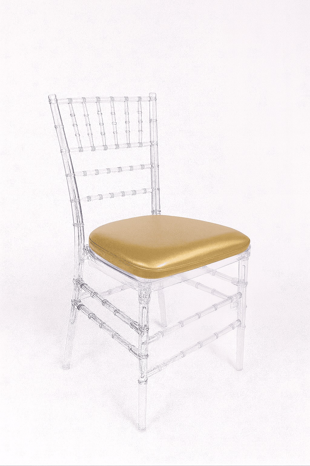 Clear Chiavari Chair w/ Gold Vinyl Cushion