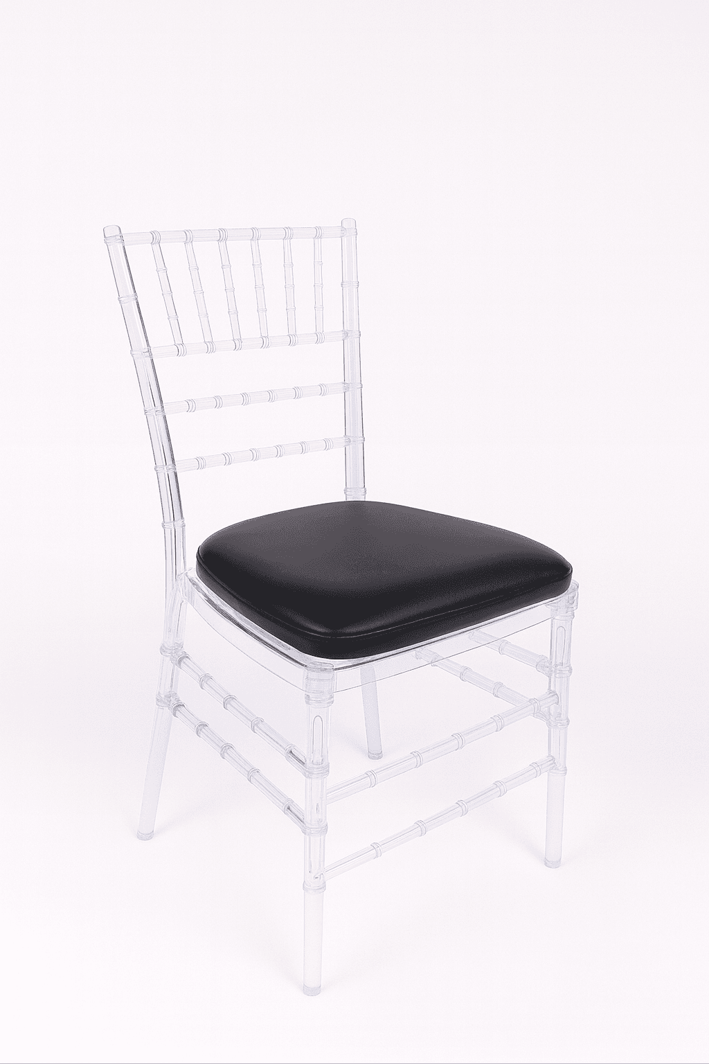 Clear Chiavari Chair w/ Black Vinyl Cushion