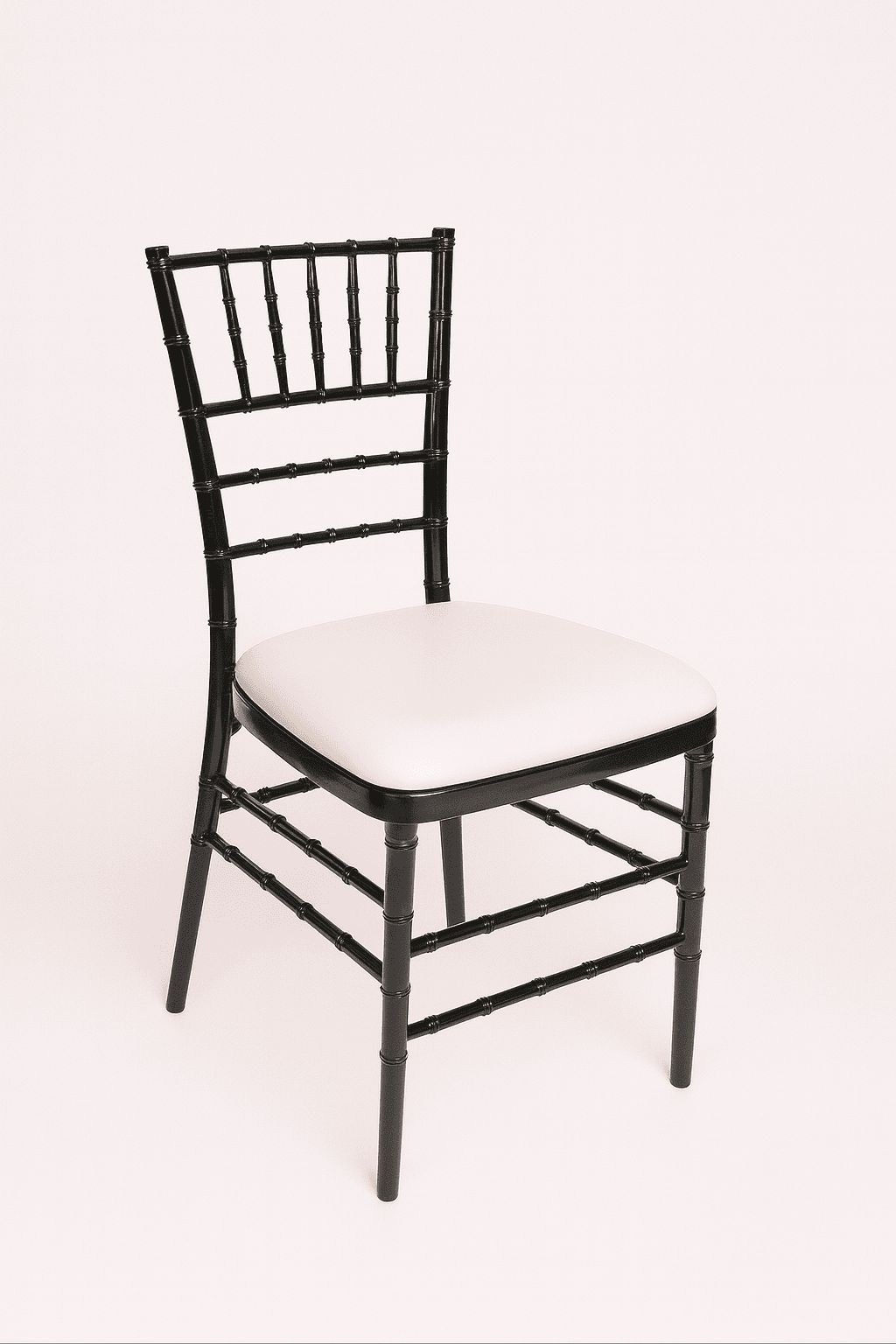 Black Chiavari Chair w/ Ivory Vinyl Cushion