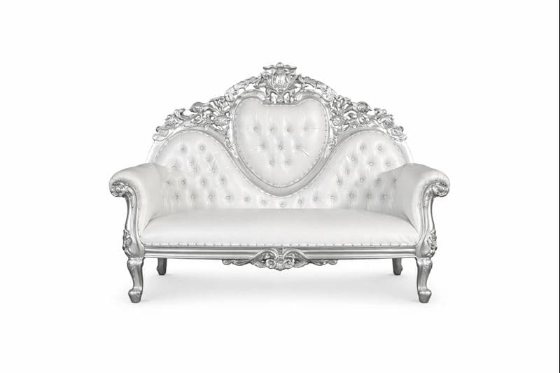 Throne Capri Royal Loveseat (Silver/White)