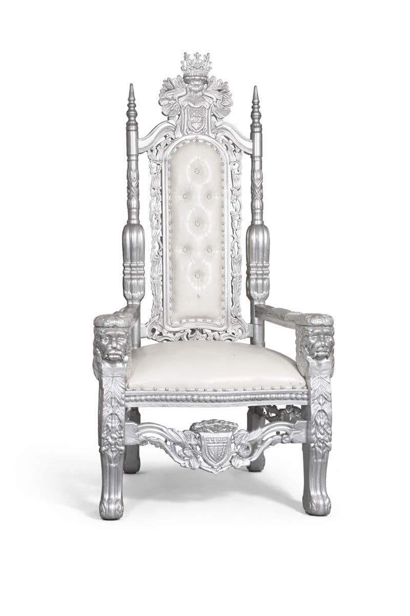 Throne King David Chair (Silver/White)