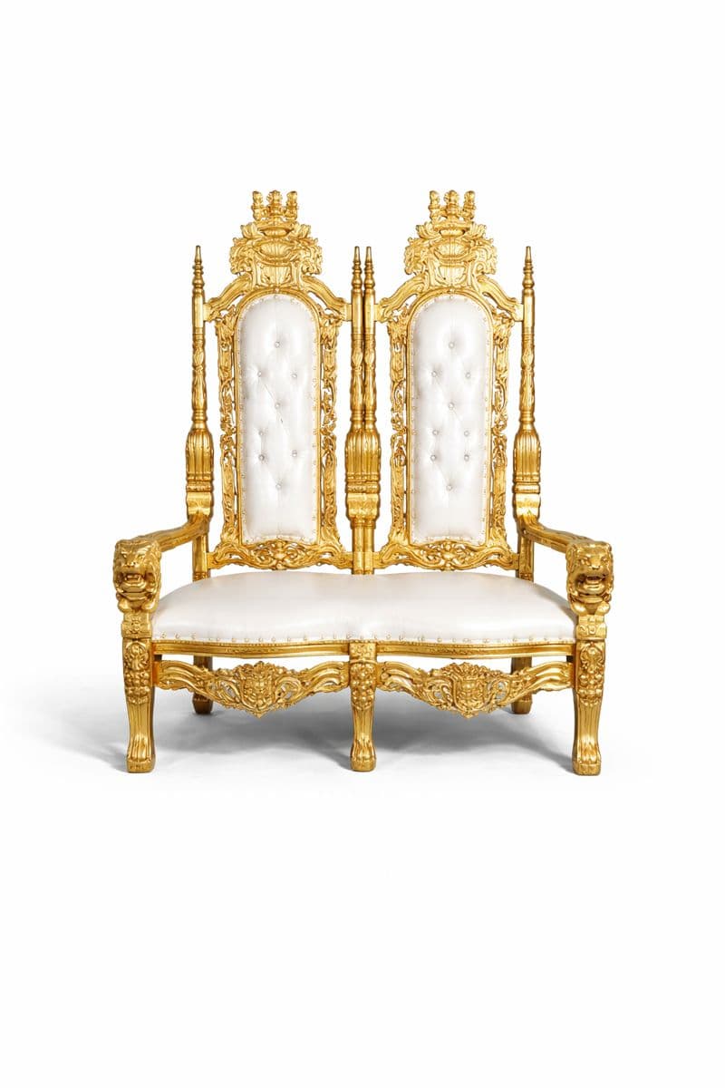 Throne King David Loveseat (Gold/White)