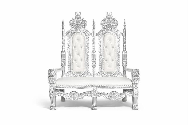 Throne King David Loveseat (Silver/White)