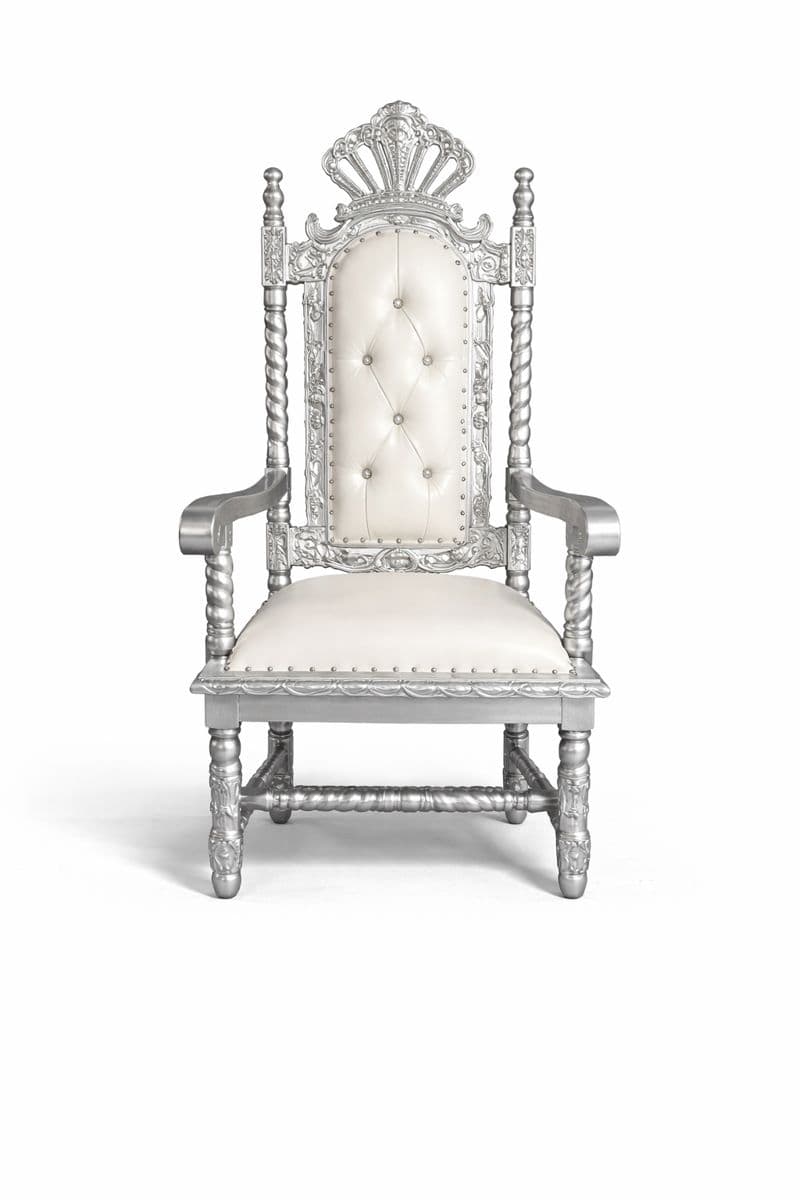 Throne King Nicholas Chair (Silver/White)