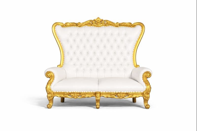 Throne Queen Tiffany Loveseat (Gold/White)