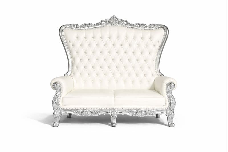 Throne Queen Tiffany Loveseat (Silver/White)