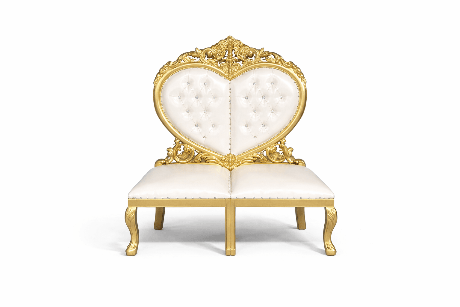 Throne Sweetheart Loveseat (Gold/White)