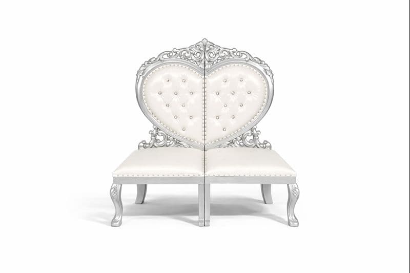 Throne Sweetheart Loveseat (Silver/White)