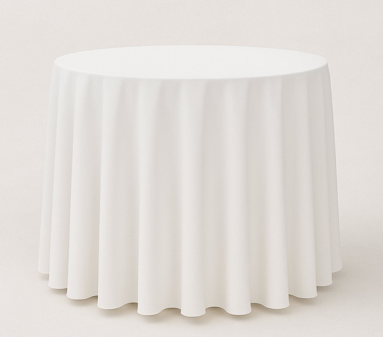 White poly spun round table linen for wedding receptions